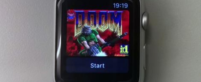 Watch Doom being played on an Apple Watch and Apple TV