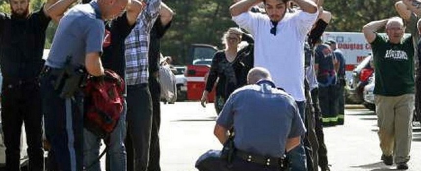 Militarized Oregon police put UCC students into prisoner lockdown formations… Hands behind your head, fingers laced together… Illegal searches of personal backpacks