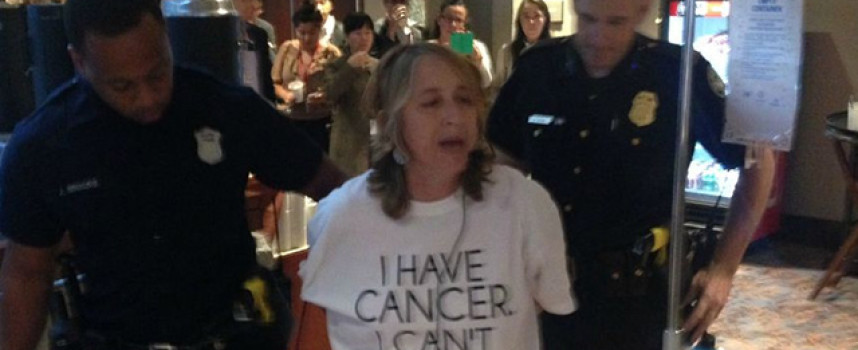 Obama's War on Cancer Patients: Breast cancer patient arrested for protesting TPP 'death sentence' clause