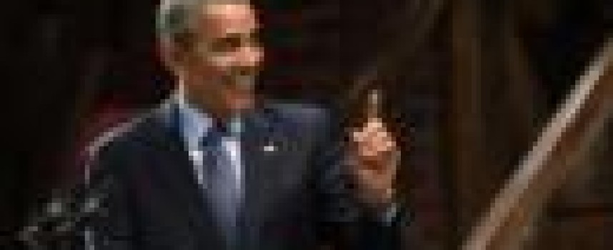 On Broadway, Obama takes a bow mocking Republicans